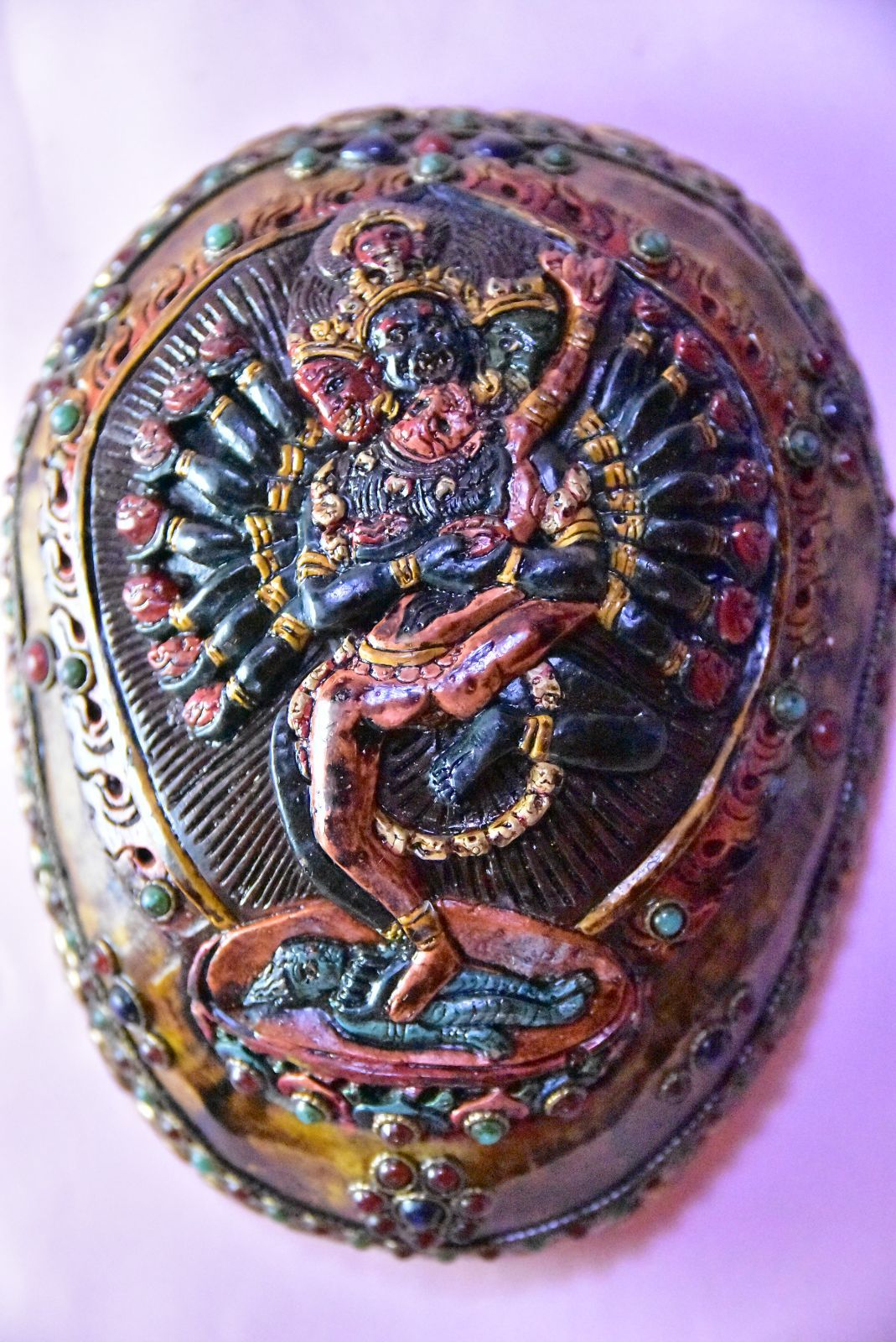 カパーラ 髑髏杯 ドクロ杯 頭蓋骨 彩色 カーラチャクラ チベット