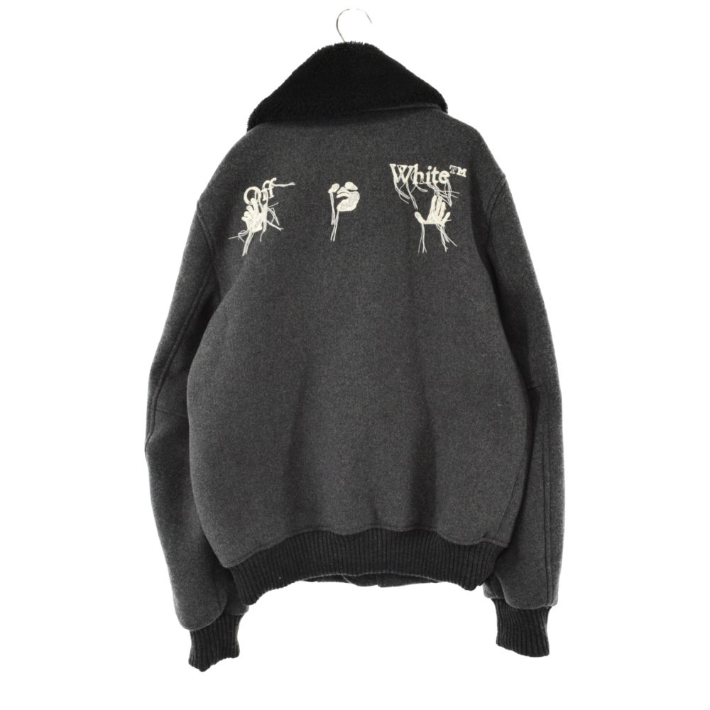 OFF-WHITE (オフホワイト) ボア ウール フライトジャケット ロゴ 