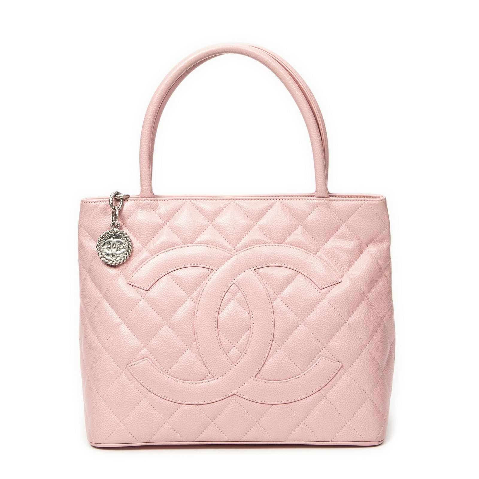 CHANEL シャネルメダリオン トートピンクマトラッセキャビアレザーA