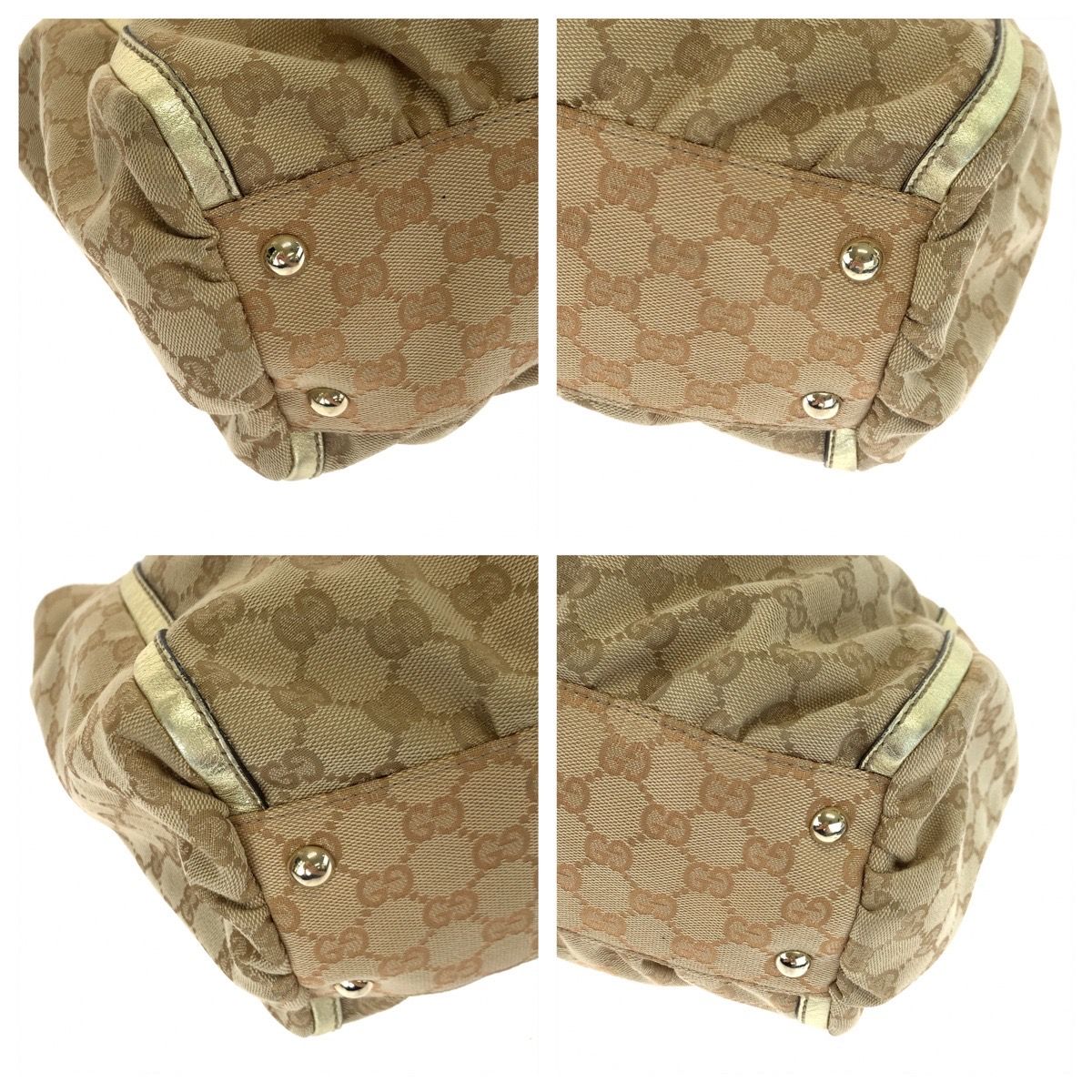 美品 GUCCI グッチ アビー ベージュ ゴールド GGキャンバス/レザー