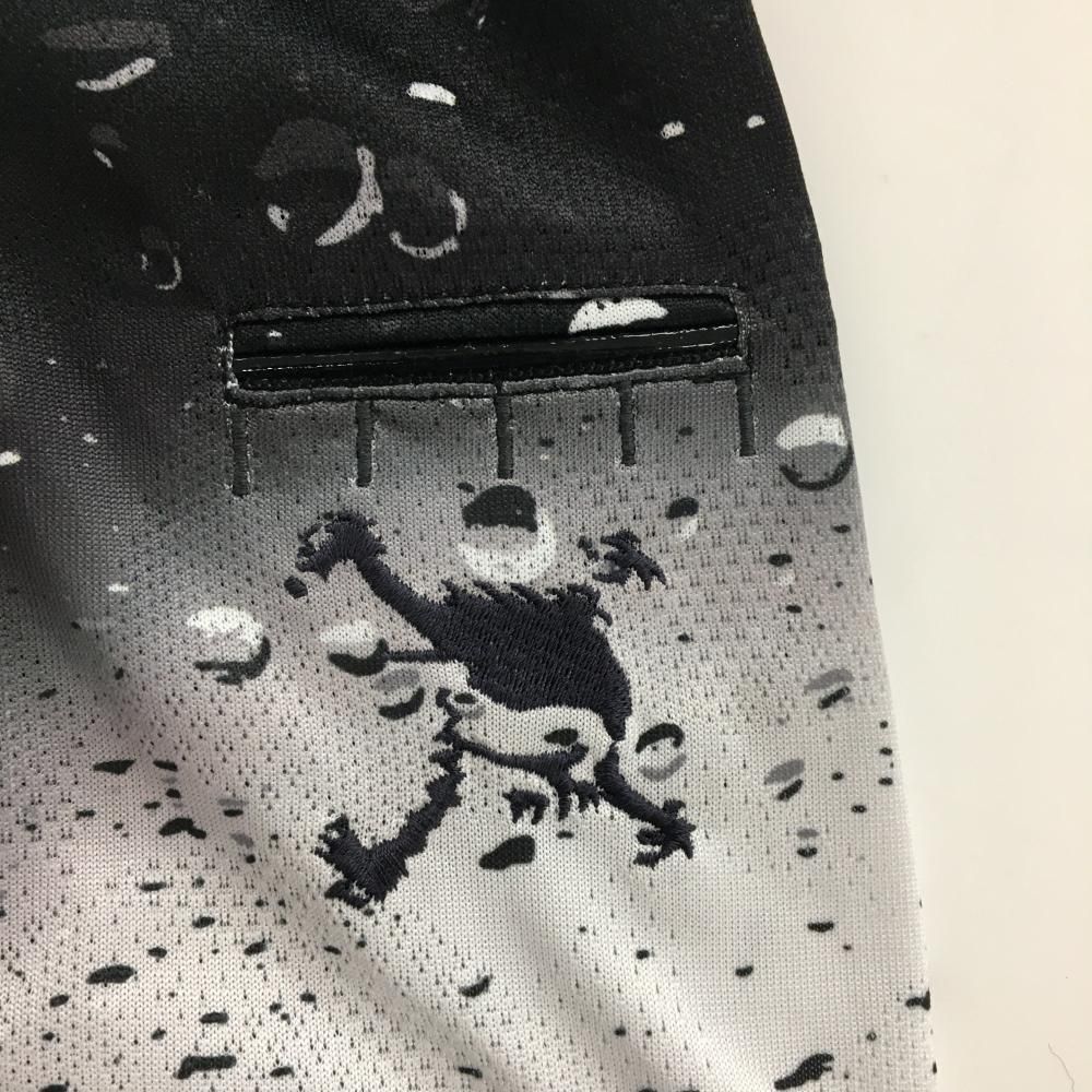 OAKLEY オークリー 半袖ポロシャツ スカル 総柄 ブラック系 L ゴルフ