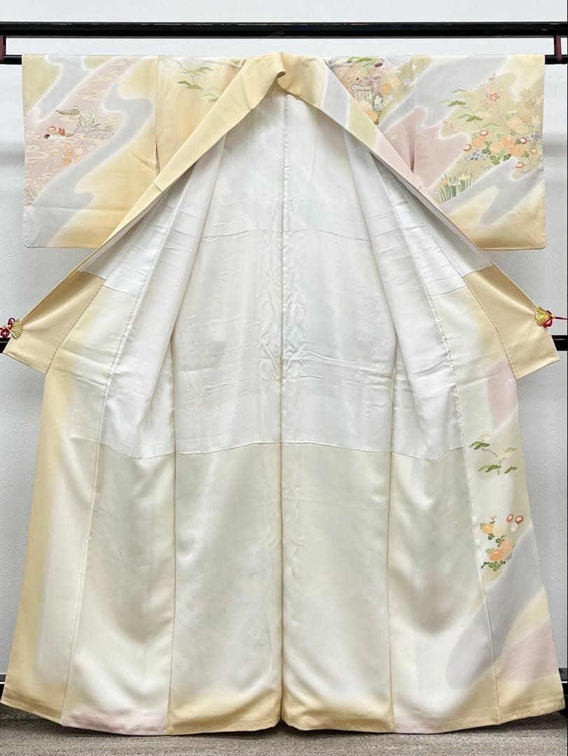 千總謹製 京友禅 訪問着 金駒 金彩 紋意匠 源氏車 鴛鴦 正絹 - メルカリ