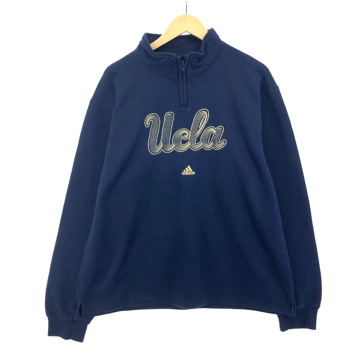 古着 アディダス adidas カリフォルニア大学ロサンゼルス校 UCLA カレッジ ハーフジップスウェットシャツ トレーナー メンズL/eaa393891