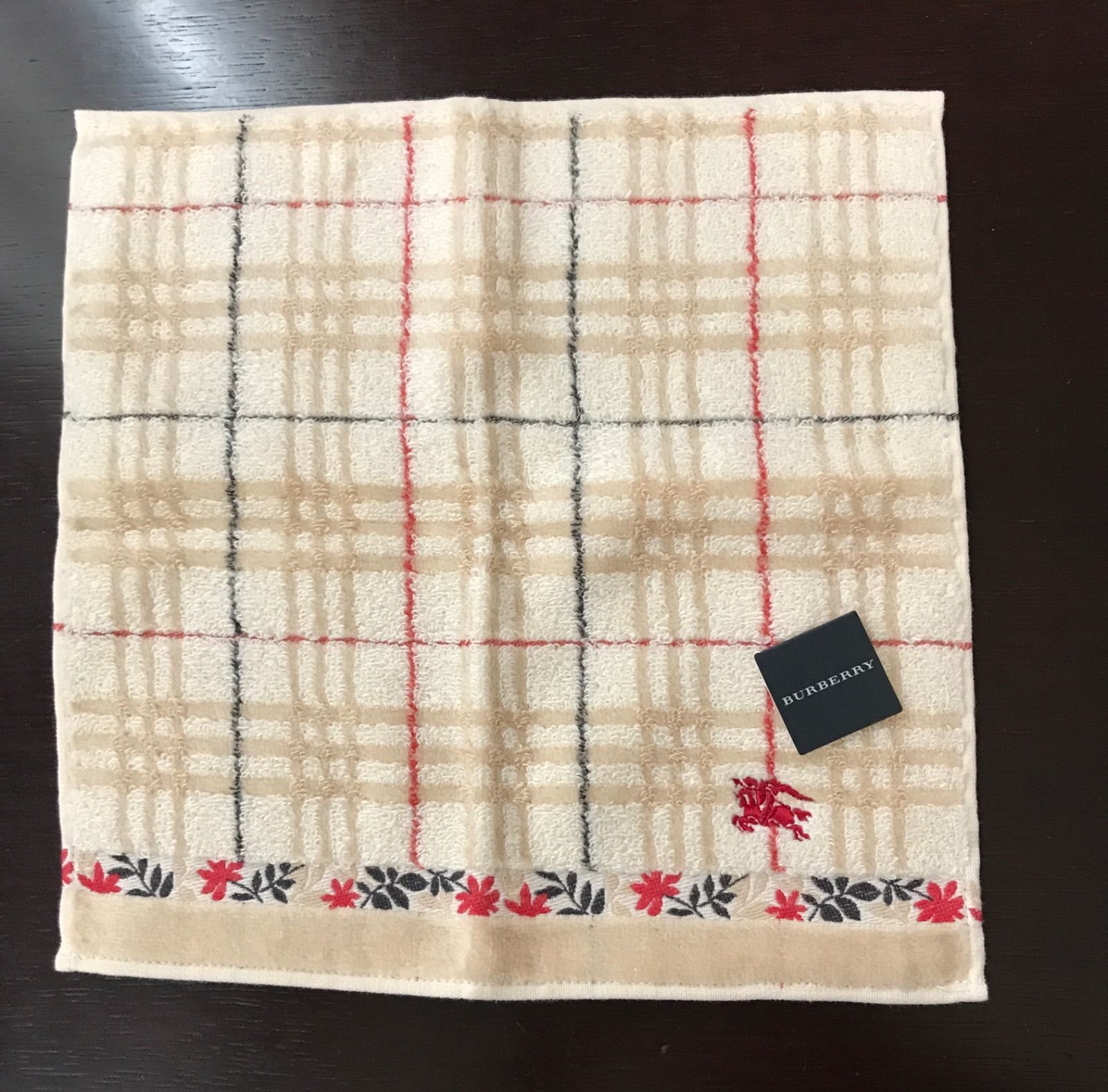 バーバリー ガーゼ タオル ハンカチ ホース刺繍 BURBERRY