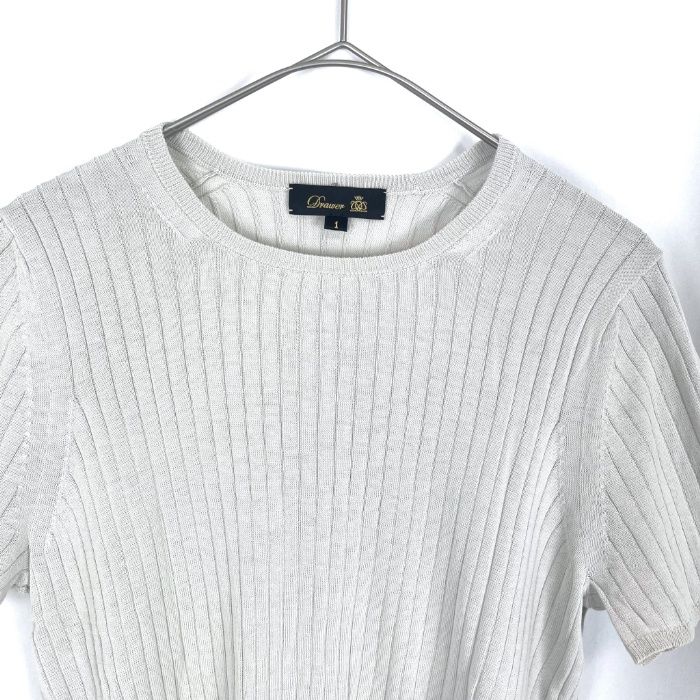 ドゥロワー Drawer リブニット 16Gコットンリブショートスリーブニット  