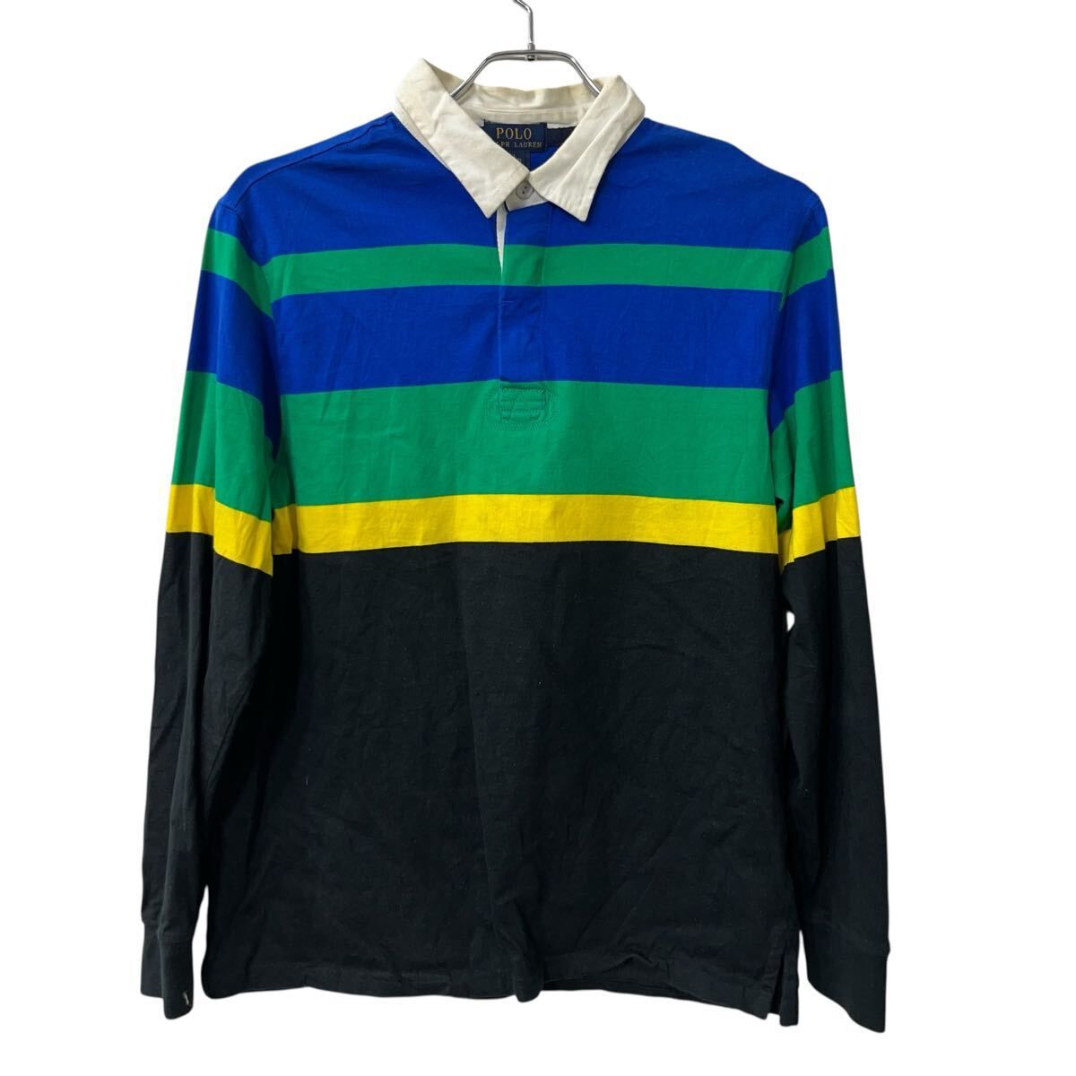 POLO RALPH LAUREN 長袖 ボーダーラガーシャツ L ブルー グリーン