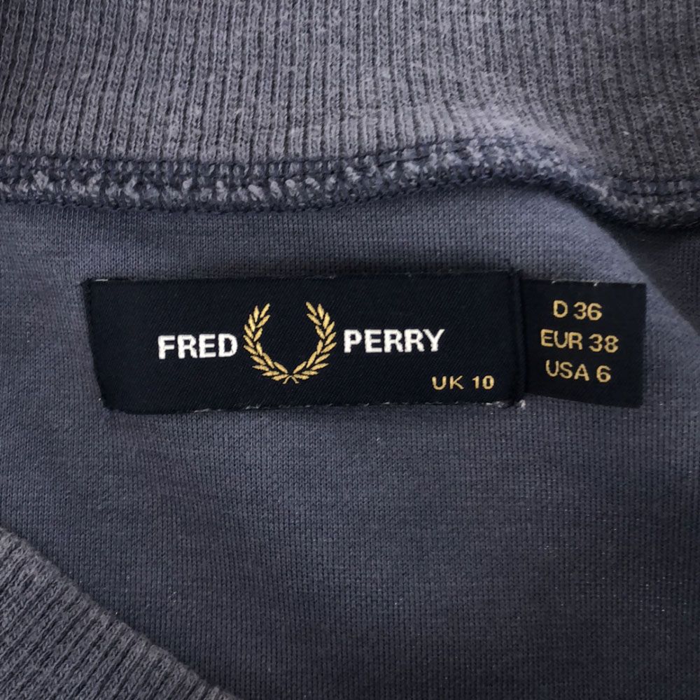 フレッドペリー 日本製 長袖 ショート丈 トレーナー 10 ブルー系 FRED PERRY フリル レディース