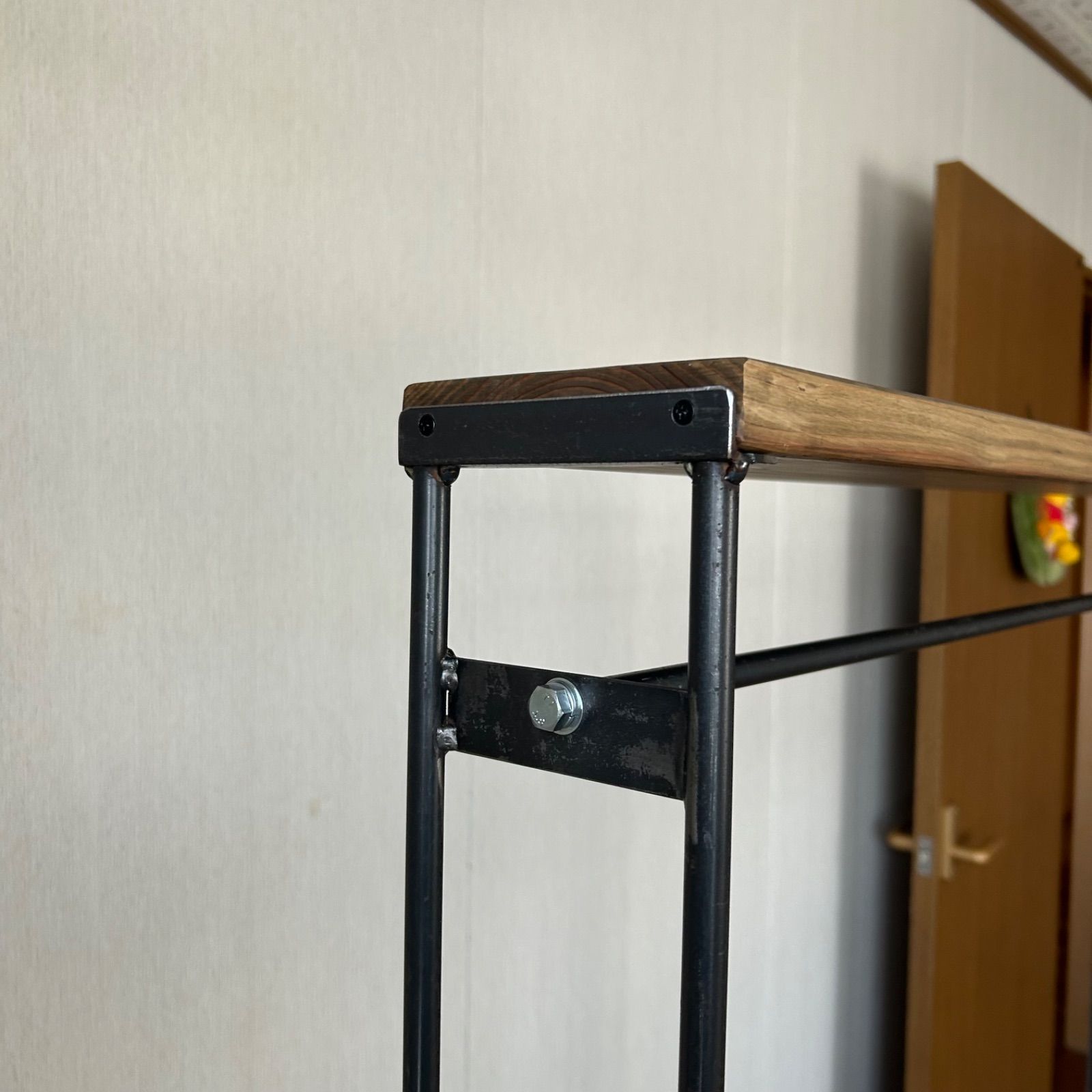 ハンガーラック コンパクト アンティーク ハンドメイド 古材 アイアン