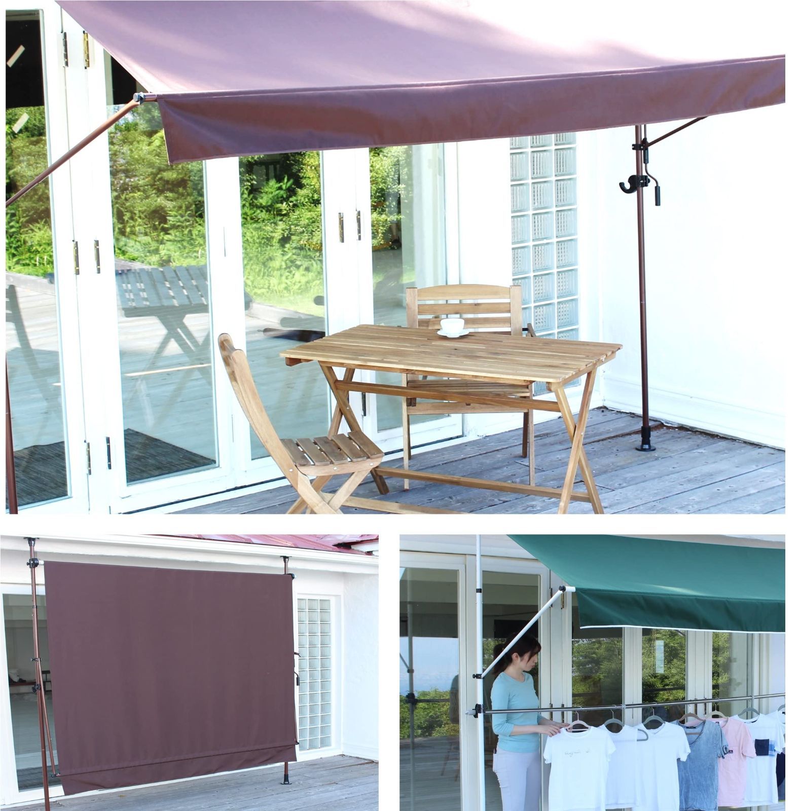 新品 リビングアウト(Living Out) 前幕と物干し竿付きオーニング