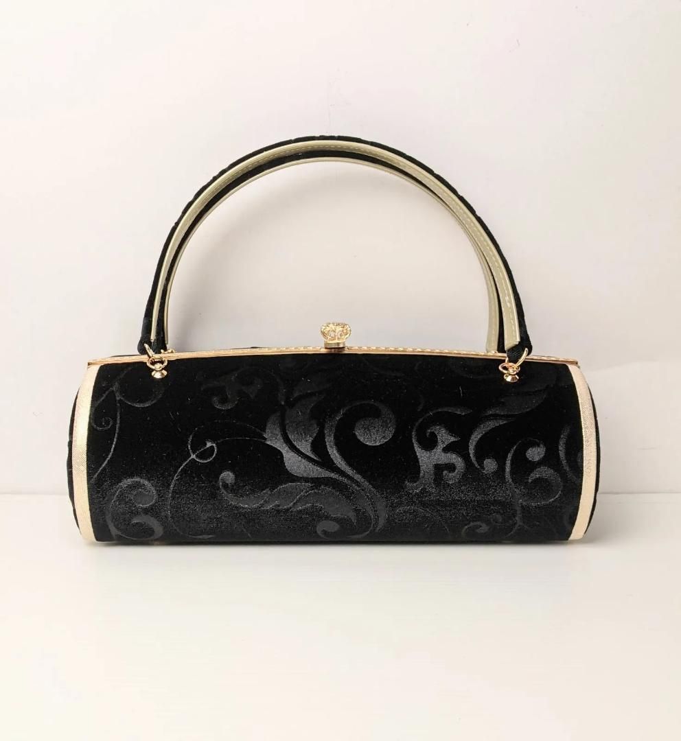 和装 草履バッグセット 振袖用 ベルベット 黒/金 フリーサイズ u55 和装 草履バッグセット 振袖用 ベルベット 黒/金 フリーサイズ u55