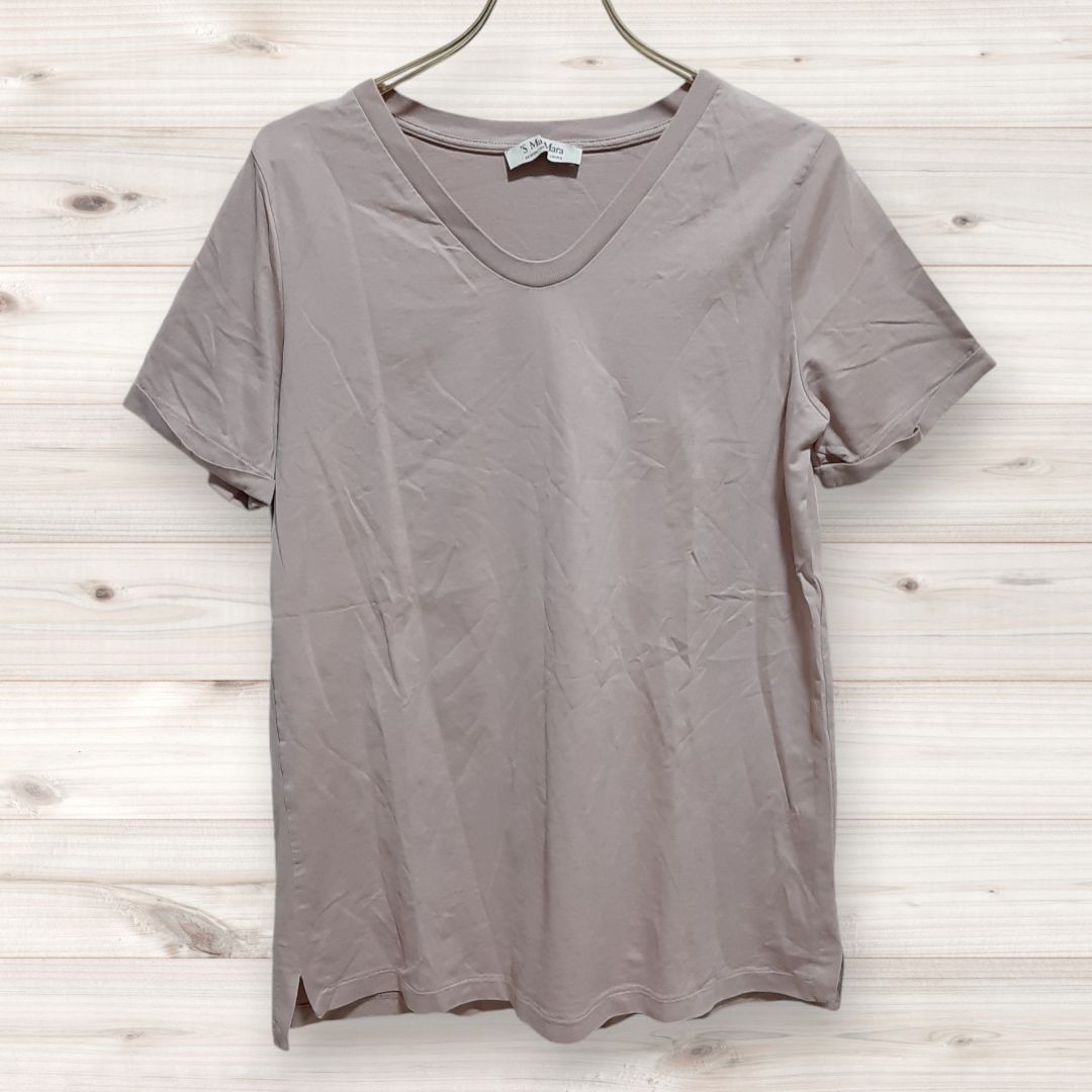 C1381 エスマックスマーラ ‘S MAX MARA Tシャツ 半袖 カットソー ピンク 無地 Vネック
