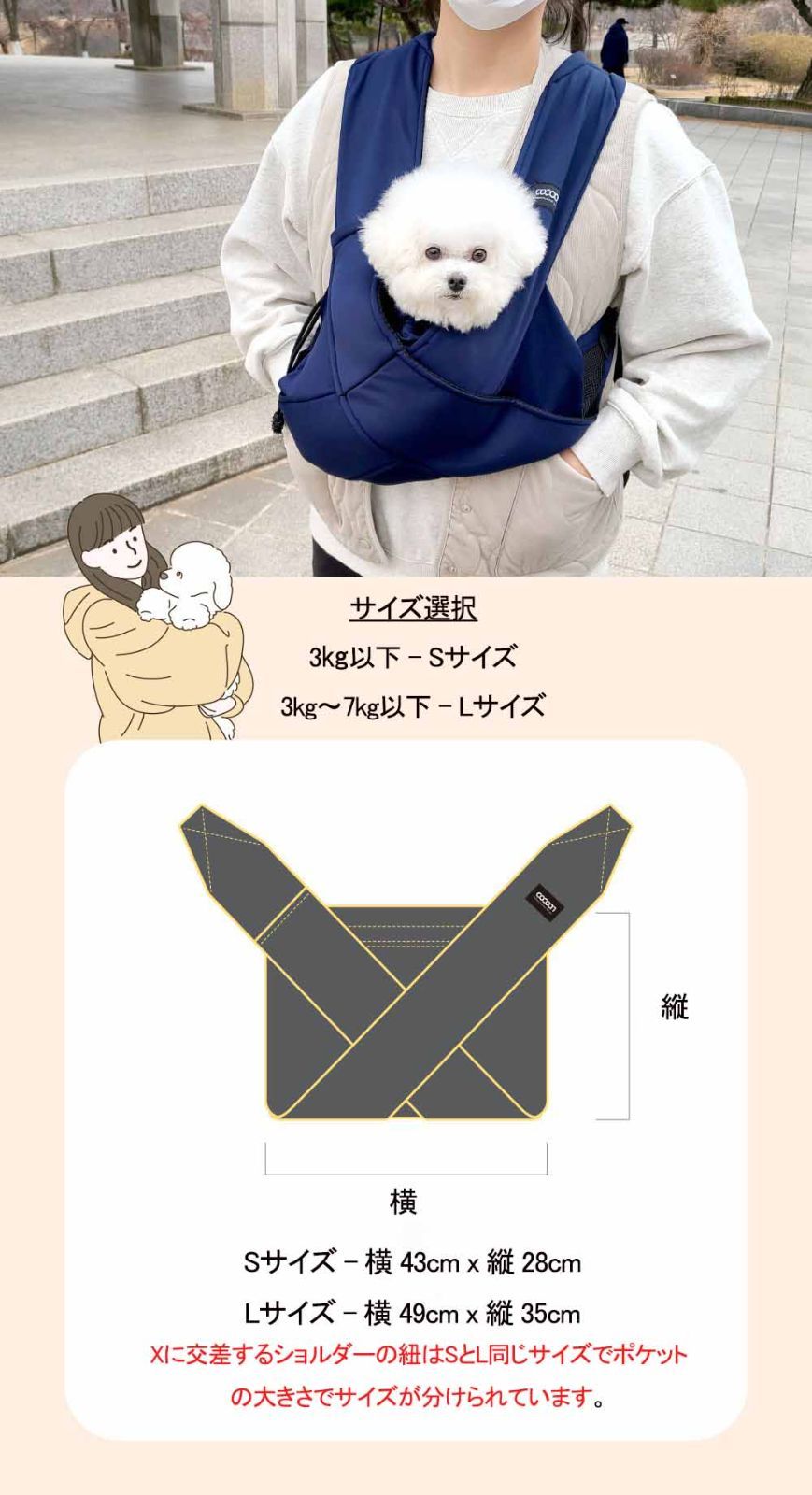 Sサイズ ワンちゃん用サポーター愛犬を持たずに抱きしめる