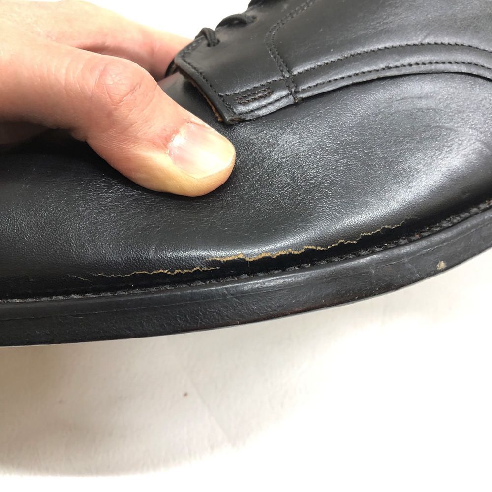 未使用 左右違い サービスシューズ レザーソール 黒 US 14 1/2 XN