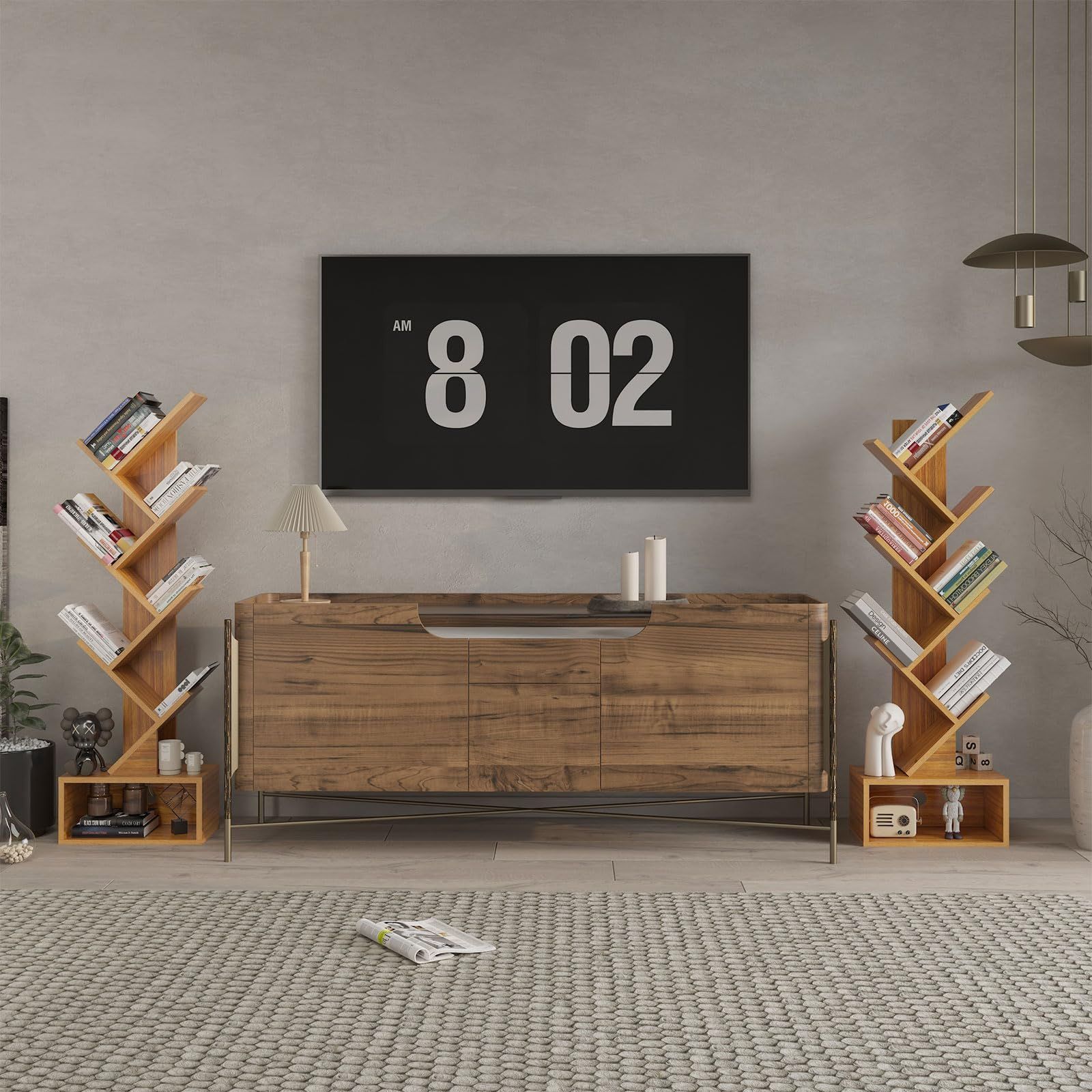 新着商品 立て棚 大容量木の棚 テープ置物格 独立式棚 ホームオフィスリビングオフィス用 本棚6階建て間仕切り 38 x 19 x 112 YMYNY cm CD転倒防止 雑誌書籍の 木の色 JPHBC016N MARWIL-DEMENAGEMENTS_CH