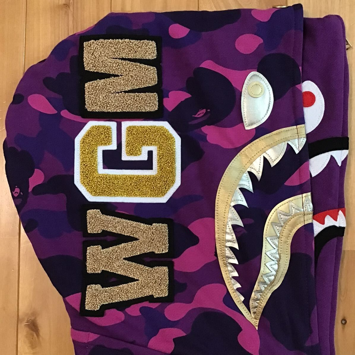 Purple camo ダブル シャーク パーカー Sサイズ Double shark full zip hoodie a bathing ape  BAPE エイプ ベイプ 迷彩 パープルカモ - メルカリ