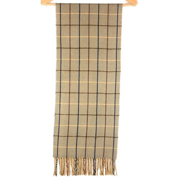 【古着】 BURBERRY LONDON バーバリー ウールマフラー 格子チェック 英国製 ベージュ系 【中古】 n059347
