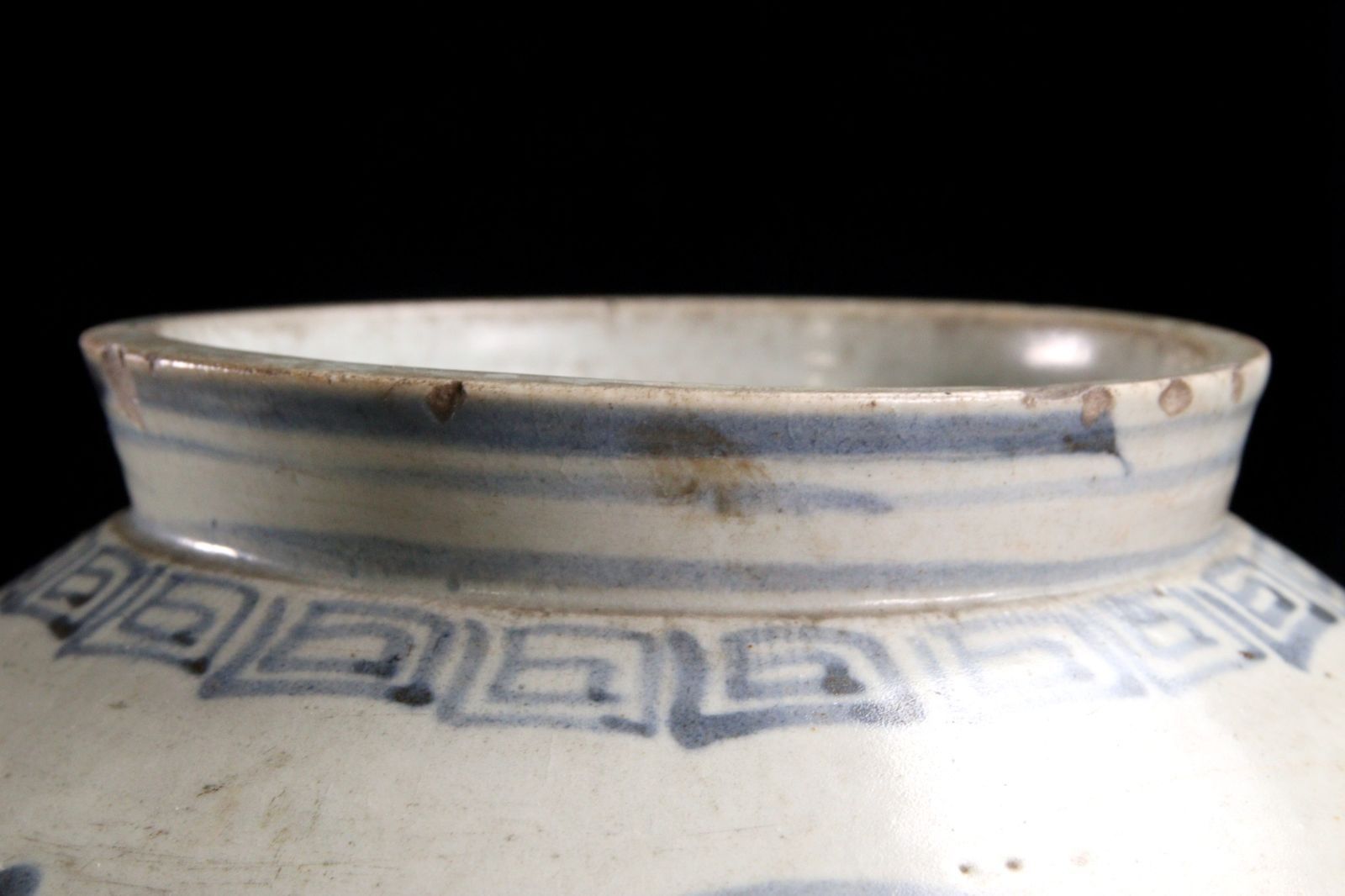 李朝時代 白磁製 青花染付壷 24.5cm 箱付 朝鮮古陶 唐物骨董 楾