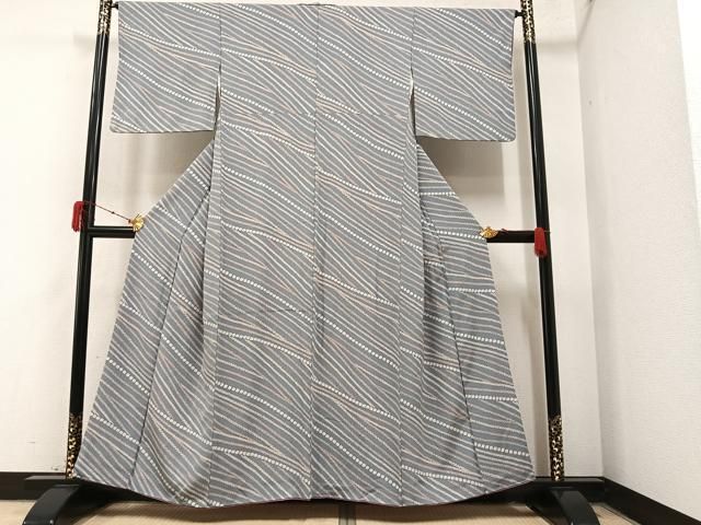 平和屋着物●上質な小紋　斜縞　正絹　逸品　AAAY8615ph 平和屋着物○上質な小紋 斜縞 正絹 逸品 AAAY8615ph