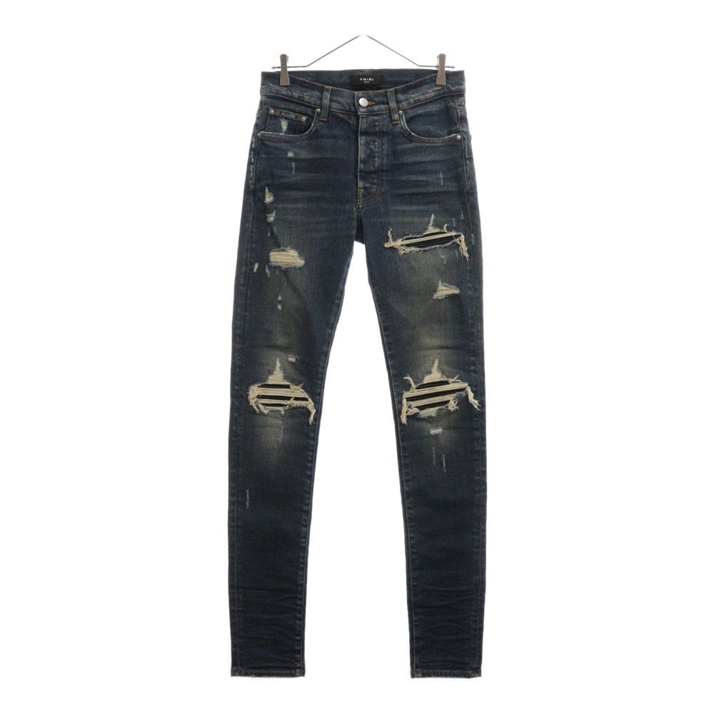 AMIRI (アミリ) MX1 ダメージ加工デストロイクラッシュ ストレートデニムパンツ ジーンズ インディゴ