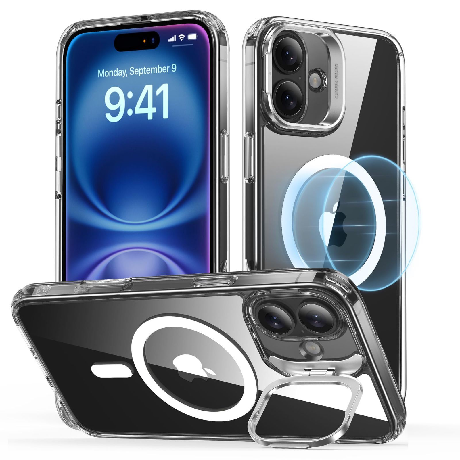 【新着商品】アイフォン16 ケース対応 iPhone16 ケース ケース 傷防止背面 いphone16 iPhone16用スマホケース 隠れスタンド ケース対応 耐衝撃 耐黄変 Classicシリーズ 米軍MIL規格の保護 16 クリア iPhone 【レンズ