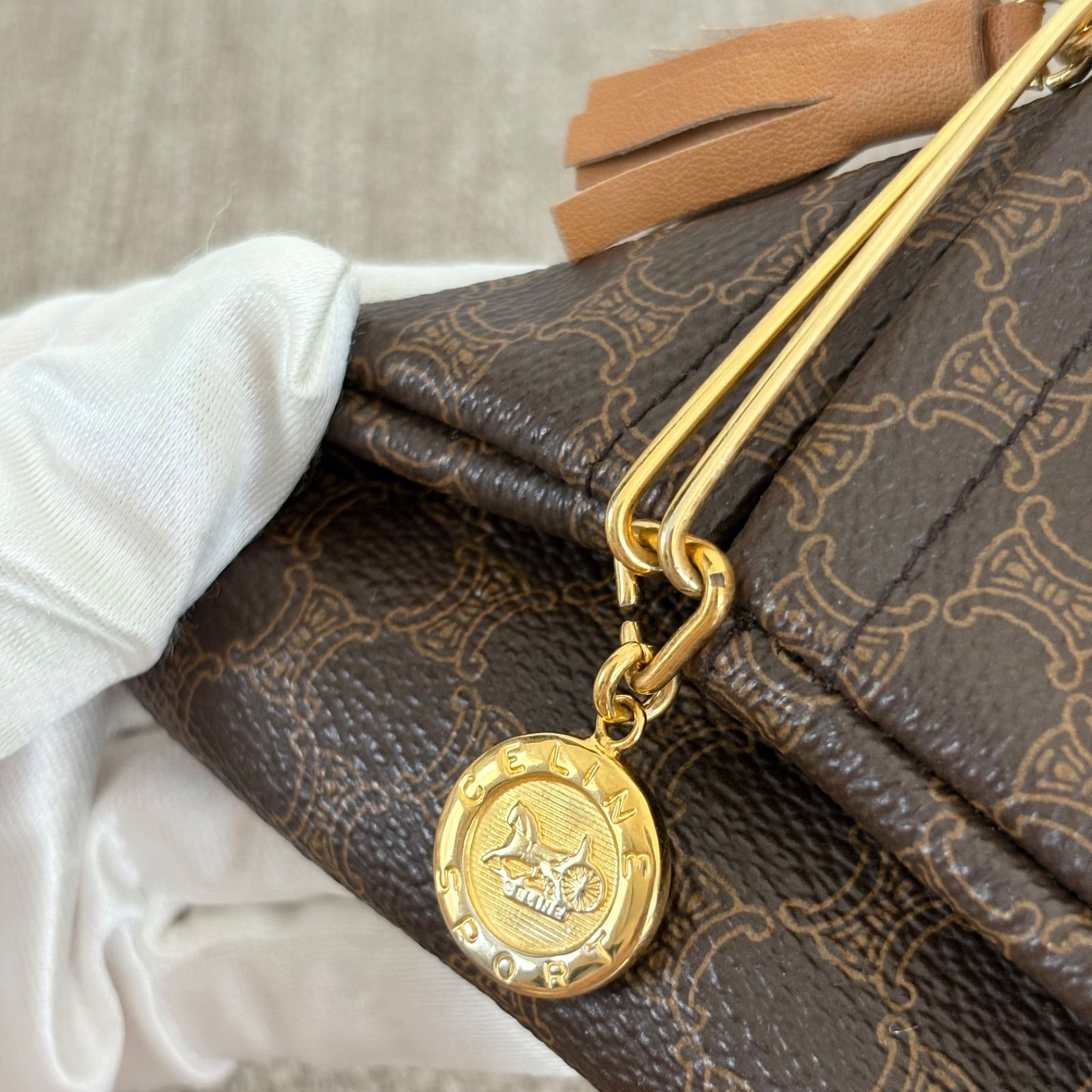 激レア 極美品 CELINE セリーヌ コインケース マカダム 馬車 タッセル CELINE - 【中古】 セリーヌ コインケース マカダム デニム