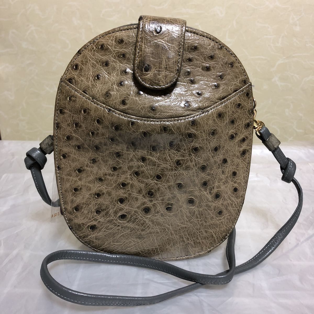 JRA/ショルダーバッグ/オーストリッチ/正規品/ベージュブラウン JRA/ショルダーバッグ/本革オーストリッチ/正規品/ベージュブラウン
