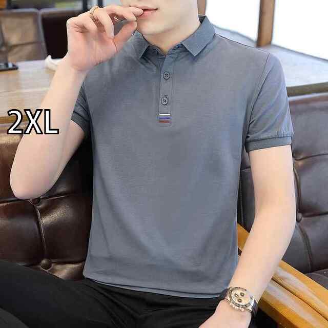 2XL 春 コーデ メンズ 服 シンプル ファッション オシャレ 大人 かっこいい 大きいサイズ ストリート 紳士服 クロスボーダー 薄手 シルケット コットン 無地 ビジネス 半袖 韓国スタイル ポロシャツ
