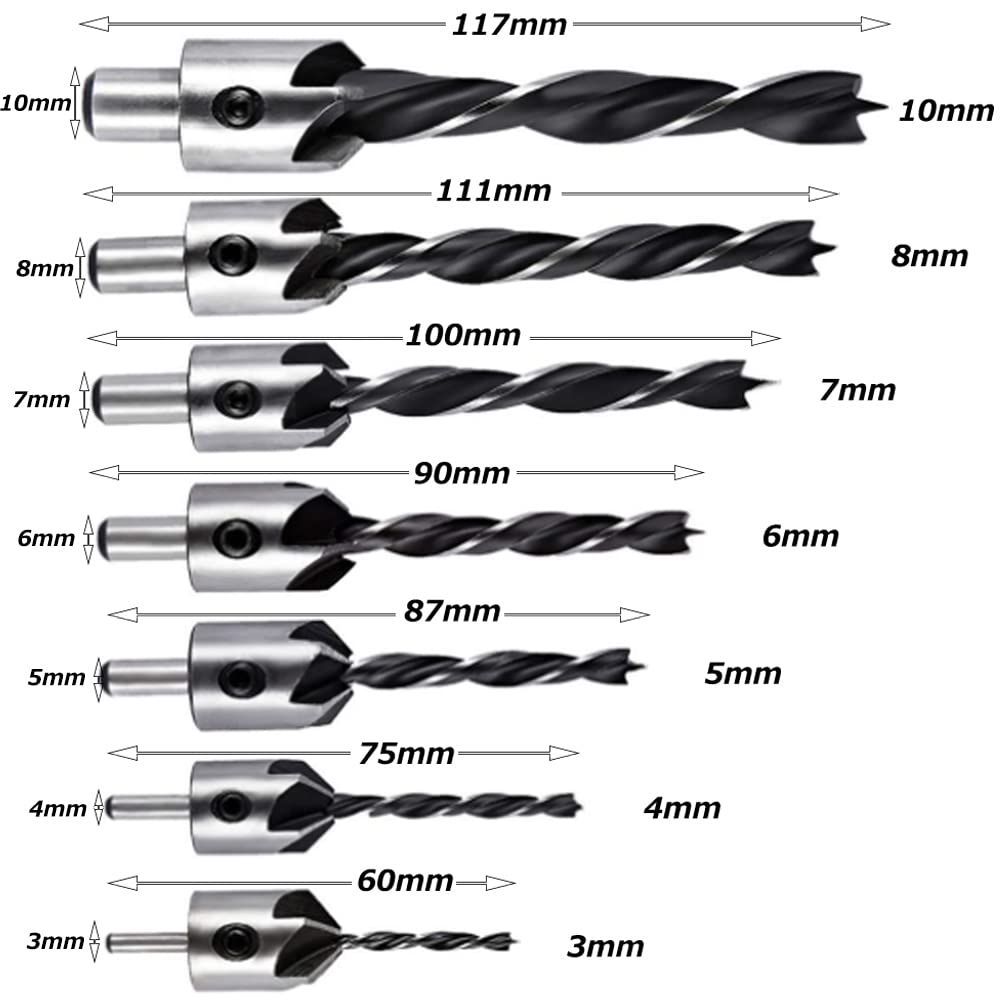 特別セール】Bestgle皿穴ドリルビット7本面取りカッター 皿取錐 下穴錐 座ぐり 穴あけトリマーDIY工具 木工用ドリル 木工用セット  六角レンチ付き3mm 4mm 5mm 6mm 7mm 8mm 10mm メルカリ