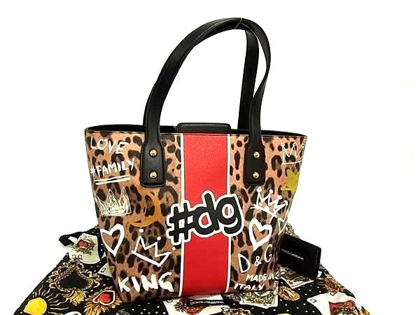 DOLCE＆GABBANA ドルチェ-ガッバーナ PVC レオパード 豹柄 ハンドバッグ トート ブラウン系×マルチ FN1777