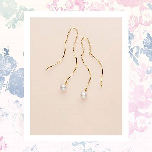 数量限定】K10YG 淡水パール ウェーブチェーンピアス [VAヴァンドーム