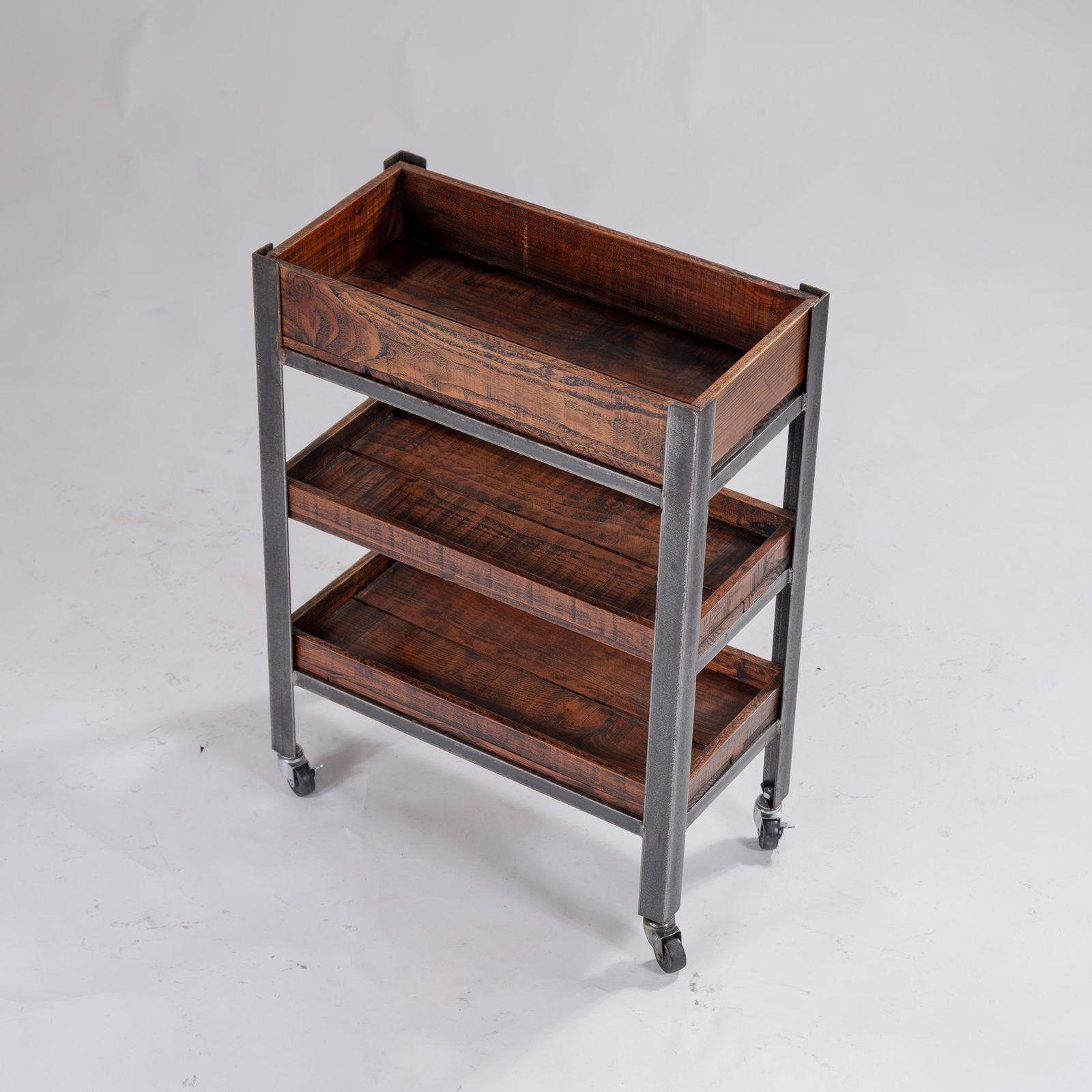 ロイズアンティークス 木製3段 キッチンワゴン ダークブラウン 英国