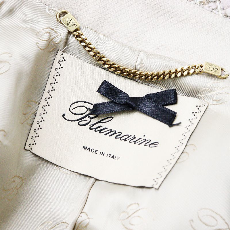 最高級 美品 イタリア製 ブルマリン BLUMARINE ツイード切替 ウール混 