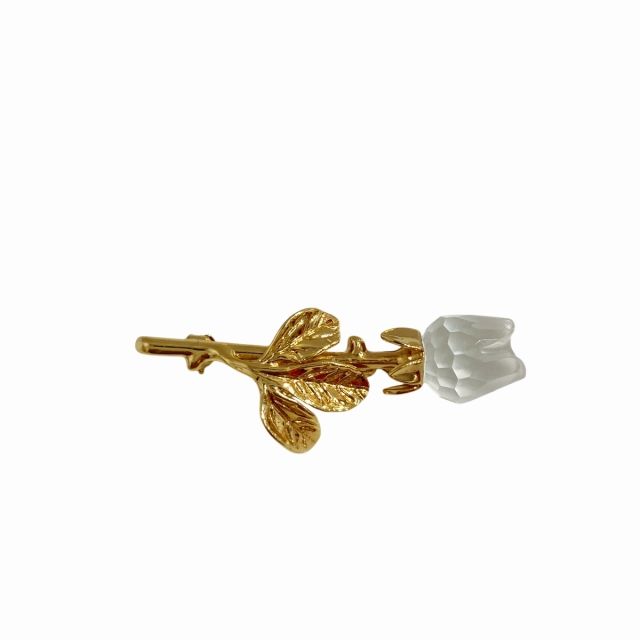 スワロフスキー SWAROVSKI 美品 ブローチ ピンバッジ 花モチーフ