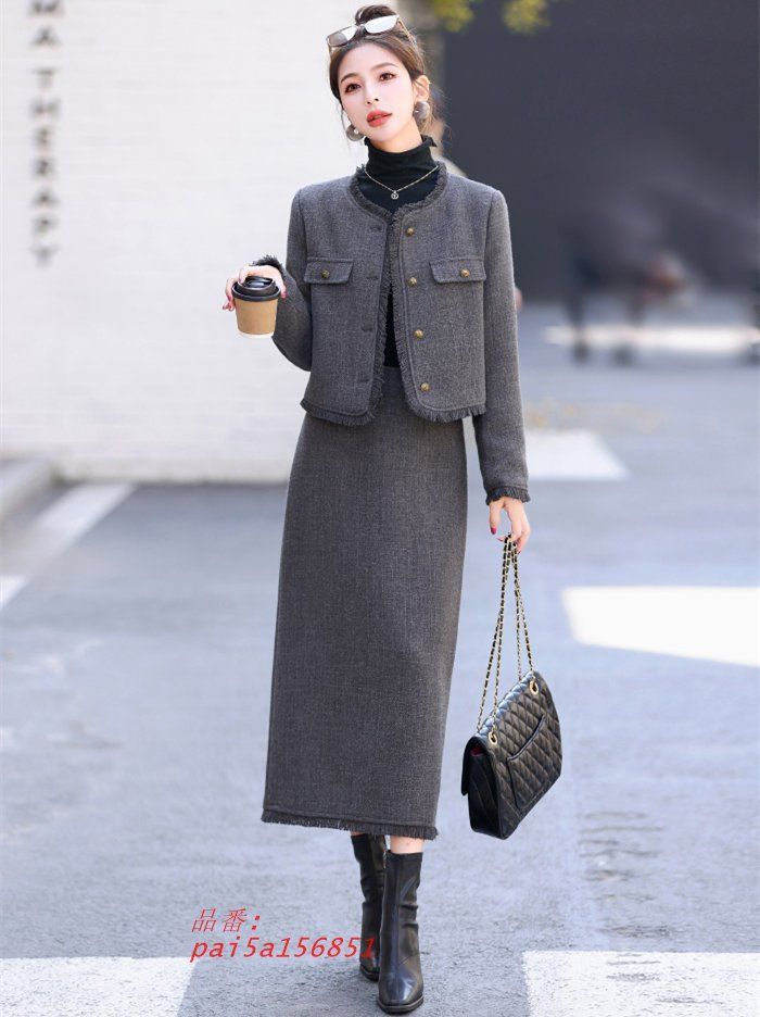 ツイードスーツ セットアップ スーツジャケット ロングスカート スリット入り 大人 入園式 上品 おしゃれ きれいめ 大きいサイズ エレ 入学式 卒業式 pai5a156851