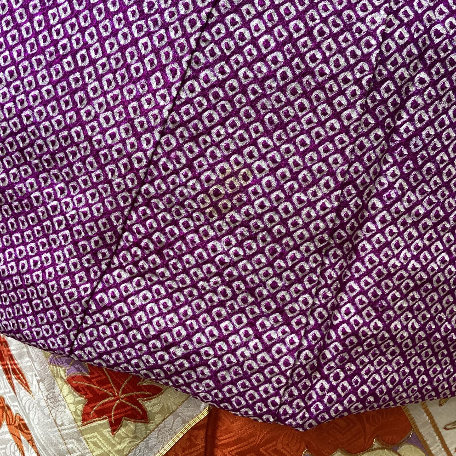 着物 袷 振袖 絞り 金駒刺繍 リサイクル着物 日本刺繍 紫 z-332 - メルカリ