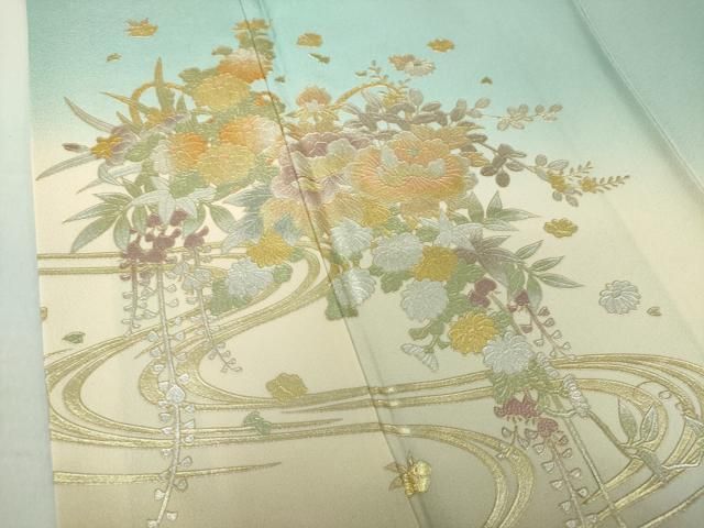 平和屋着物○金彩友禅 卓越技能者・名工・和田光正 訪問着 流水花文 暈