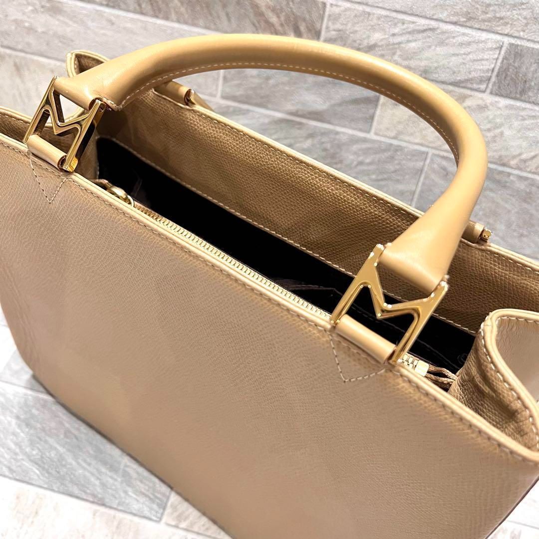 希少☆美品☆ MORABITO モラビト ハンドバッグ M字金具 ベージュ