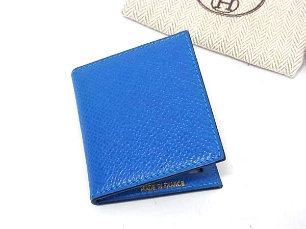 【未使用】エルメス　ミニフォトケース 写真入れ 写真ケース ブルー系 レザー 未使用 エルメス ミニフォトケース 写真入れ 写真ケース ブルー