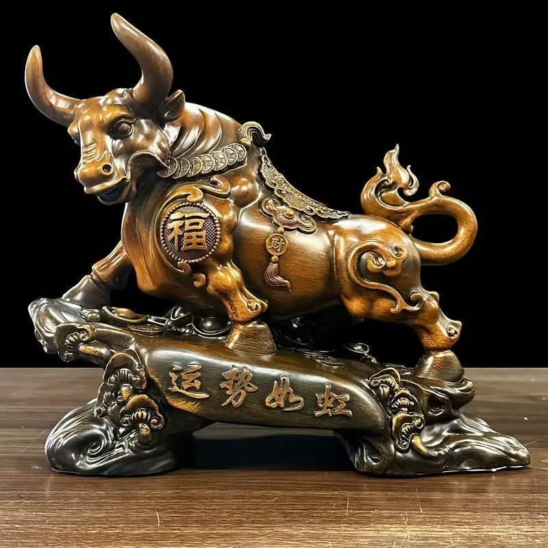 樹脂製の雄牛の彫刻像 Sサイズ インテリア インテリア雑貨 インテリア置物 置物 木製 雄牛 和室 運気上昇 カッコいい プレゼント 贈り物