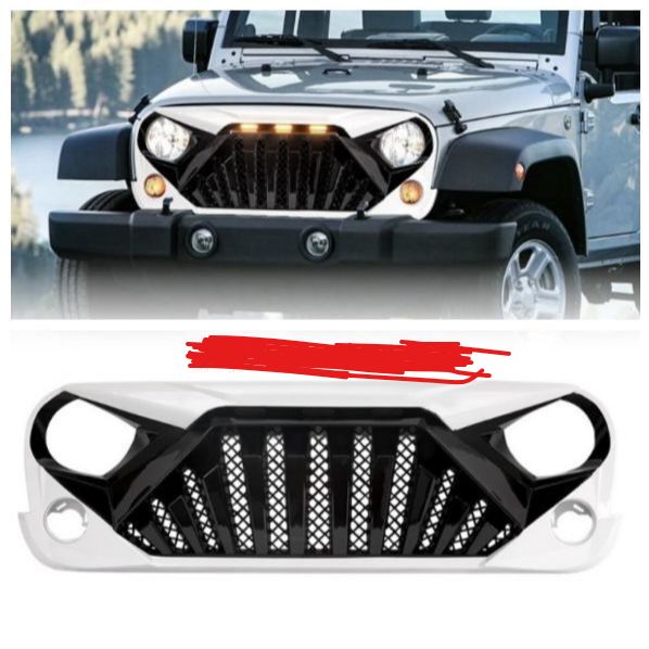 ジープ ラングラー JK 用 機甲スタイル フロントグリル 中網グリル ABS製 カスタム 外装