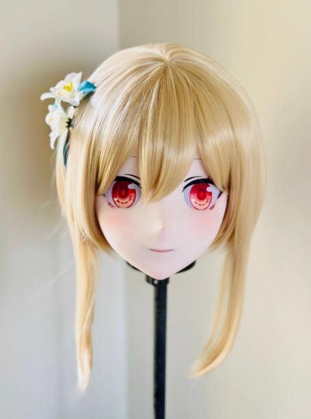 全頭マスク カツラ付き ロック付き NO.151 フルマスク ドール ヘッドロリータ人形 コスプレ 変身 仮装 着ぐるみ 二次元美少女