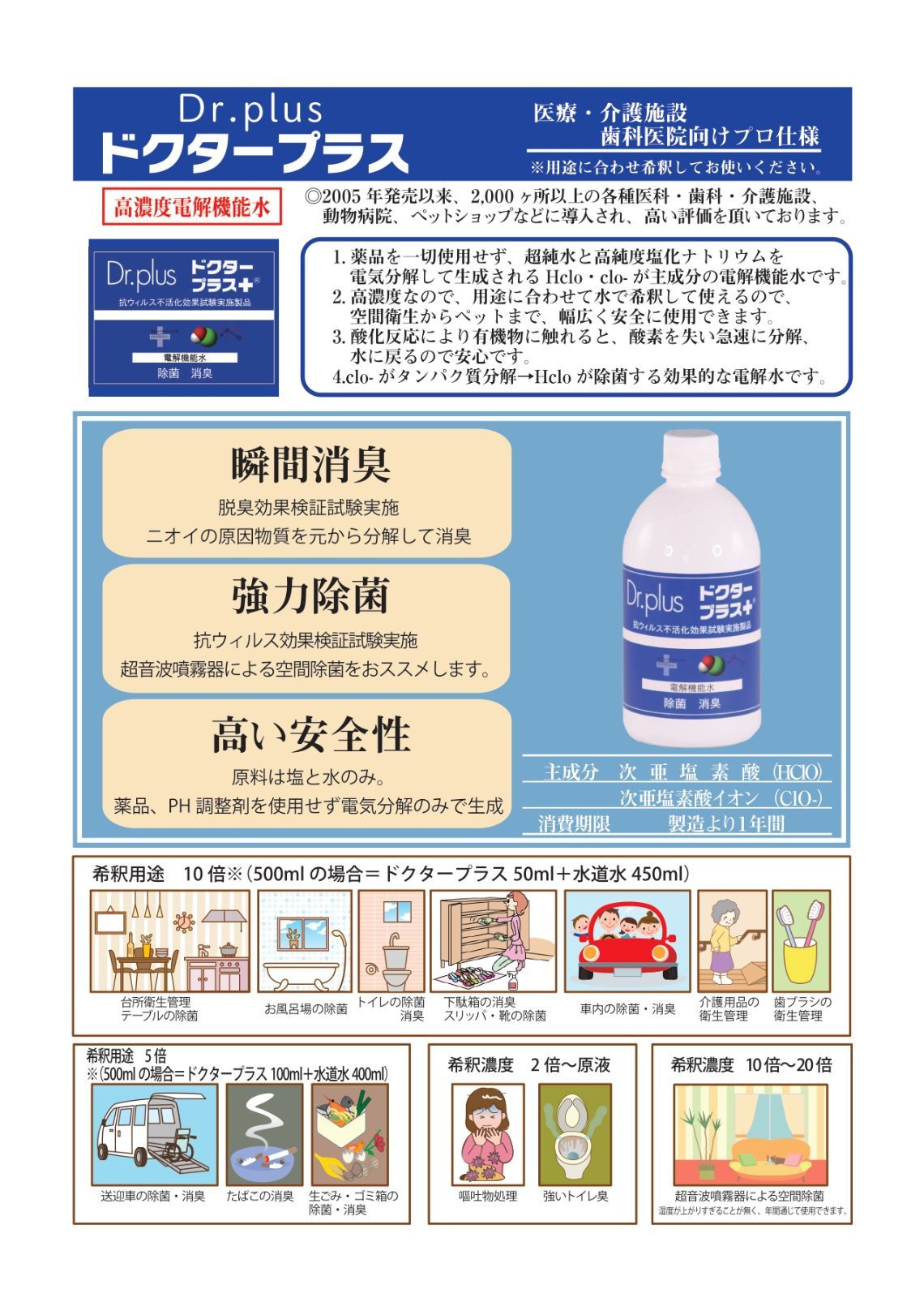 ドクタープラス原液５リットルセット 高濃度600ppm