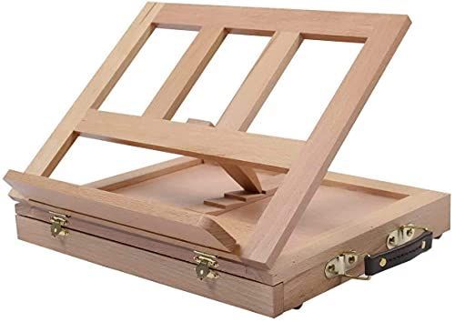 イーゼル34565 Costway イーゼル 卓上イーゼル 木製 スケッチイーゼル 写生用イーゼル 画板立て 折りたたみ式 高さ調整 画材 絵画ボックス イーゼル34565