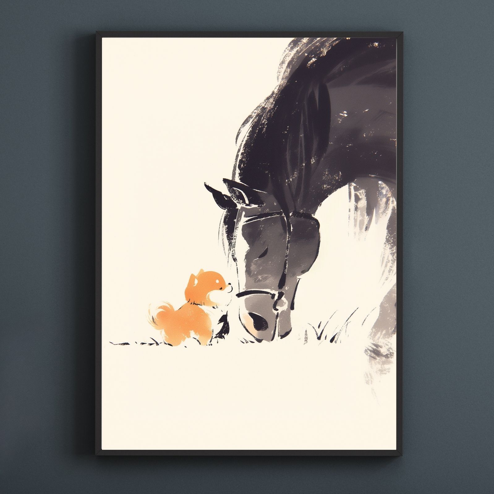 福寿 2026年 - ポメラニアン犬 No.2 午年 馬 謹賀新年 賀正 新春 迎春 子犬 ペットロス うちの子 記念日 アートポスター 犬の絵 犬のイラスト ギフト プレゼント