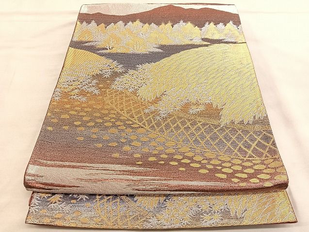 浪平部屋　メルカリ便 平和屋着物◎六通柄袋帯 鳳凰桐文 黒地 金銀糸 正絹 逸品