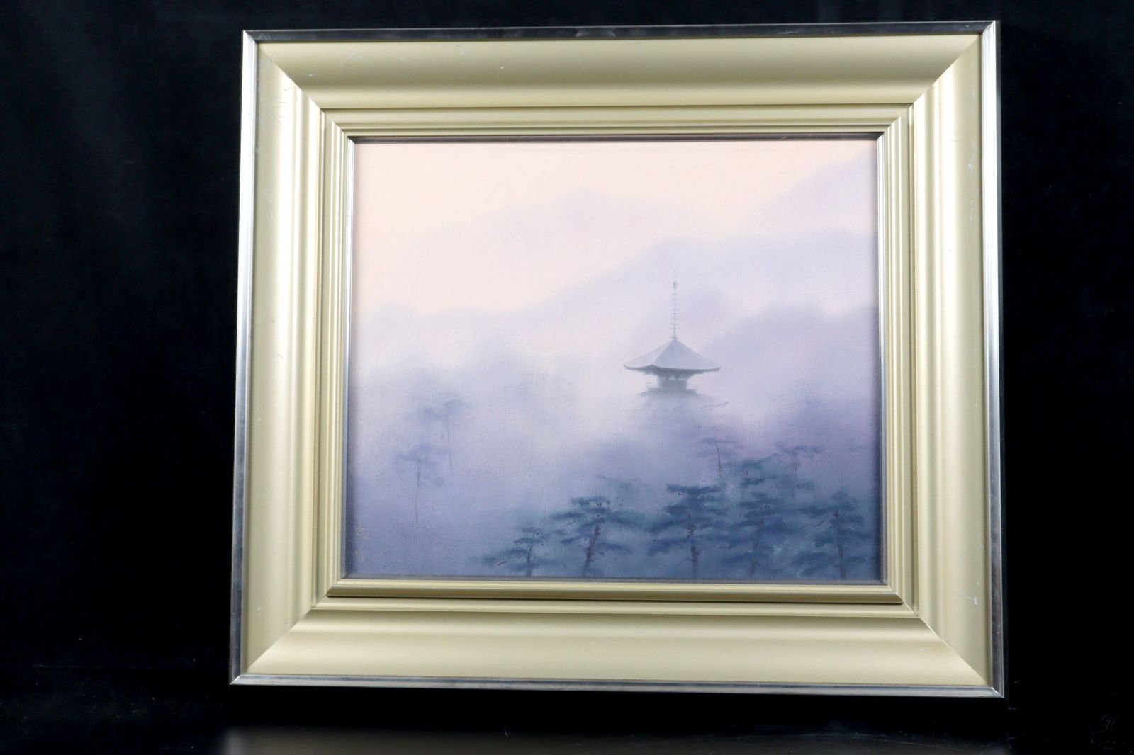 316. 池野史明 油彩画 風景画 法起寺 静日」 池野史明 肉筆 / F3 油彩 絵画 風景画（Yahoo