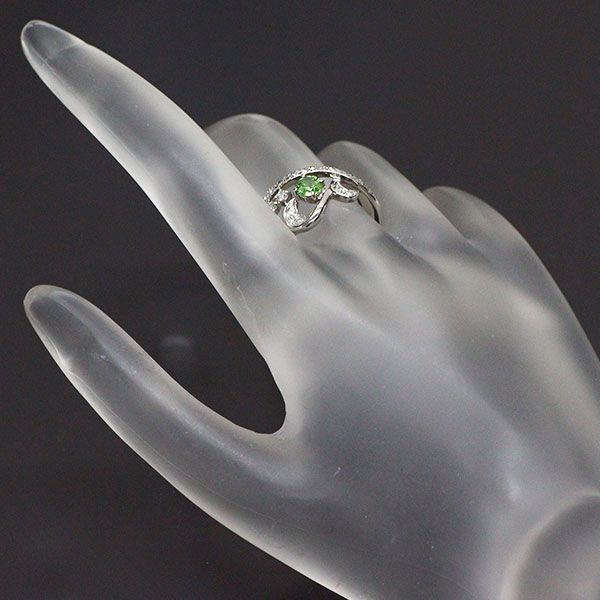 希少 Pt900 デマントイドガーネット ダイヤモンド リング 0.35ct