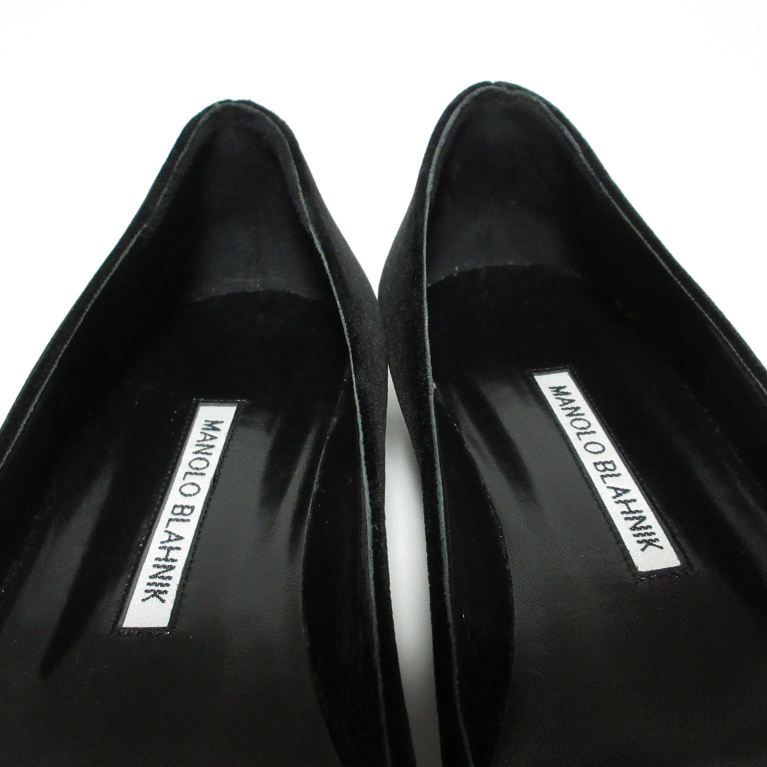 MANOLO BLAHNIK ハンギシ カーフレザー ブラック フラットパンプス マノロブラニク MANOLO BLAHNIK パンプス ハンギシ フラット