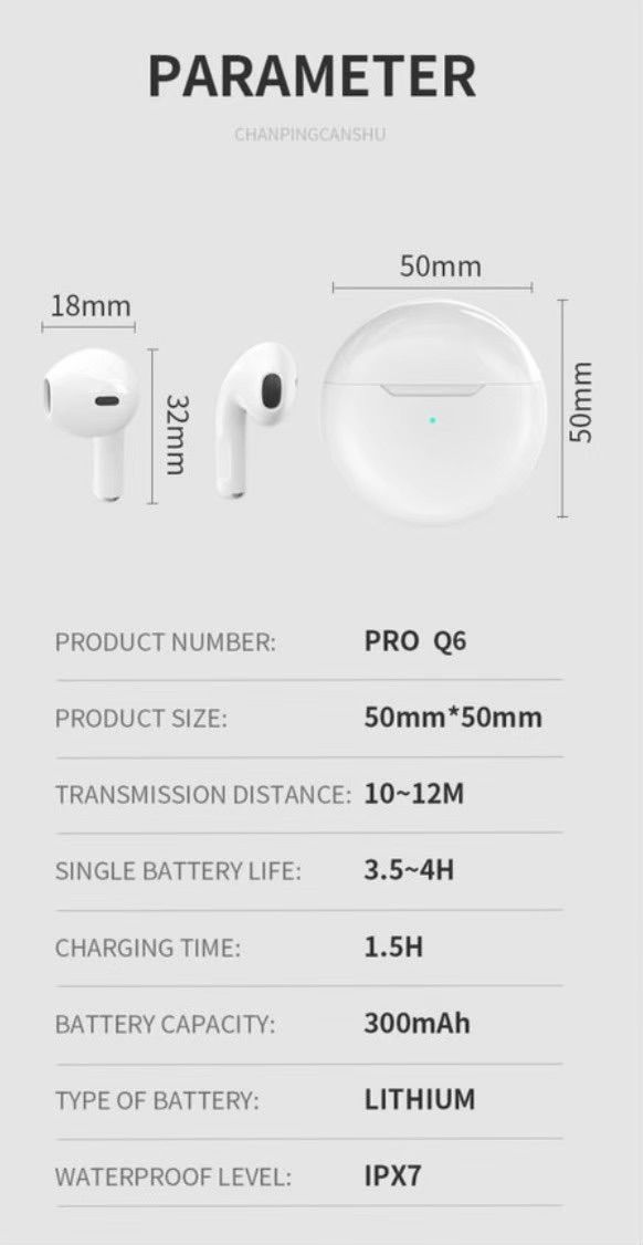 エバニュー 【新品】Air Pro6 Bluetoothワイヤレスイヤホン ホワイト 通販