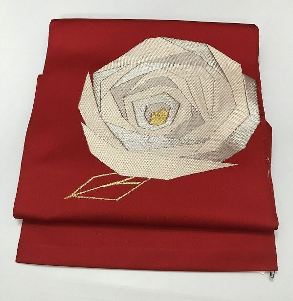 454 未使用に近い　　リバーシブル　名古屋帯　　　薔薇 🌹ばらいろ新作リバーシブル名古屋帯『花と黒猫』🌹 数年ぶりに